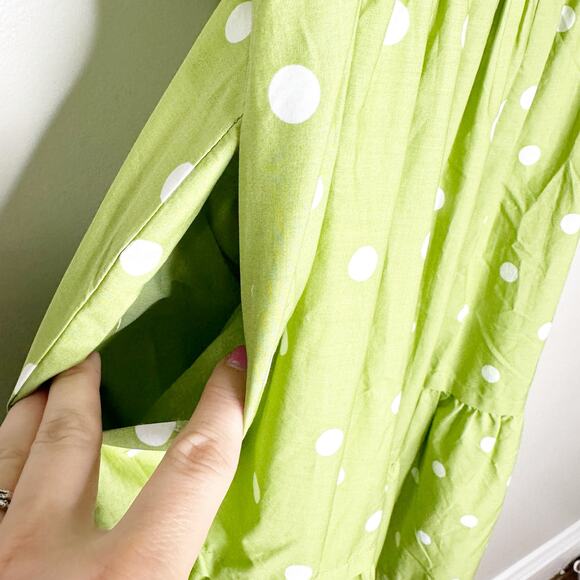 Anthropologie Womens The Somerset Maxi Dress Polka Dots Tiered Green M NEW - Picture 6 of 9